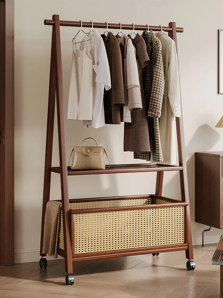 Hanger Floor to ceiling Bedroom Household hanger Non-solid wood secondary net coat rack Simple medieval clothes rack Shelf