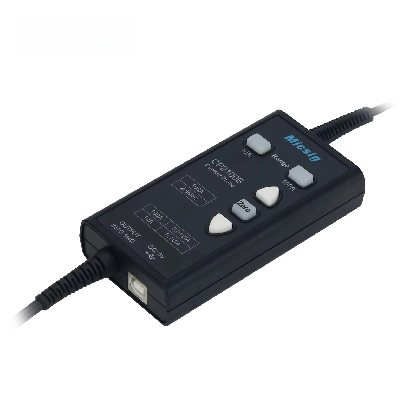 Micsig  2.5MHz / 800KHz 10A/100A AC DC Current Probe USB Powered for Oscilloscopes with BNC Interface