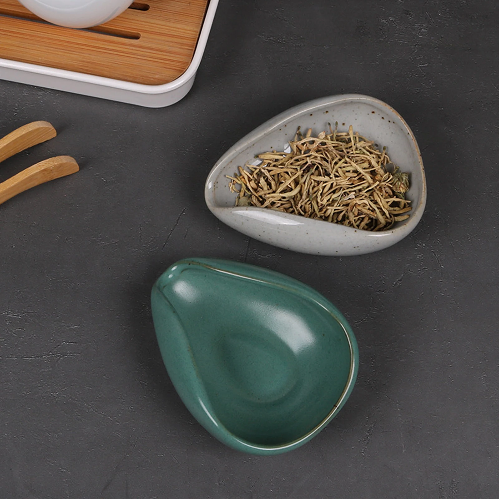 Plateaux à doseur de grains de café, cuillère à café en poterie blanche