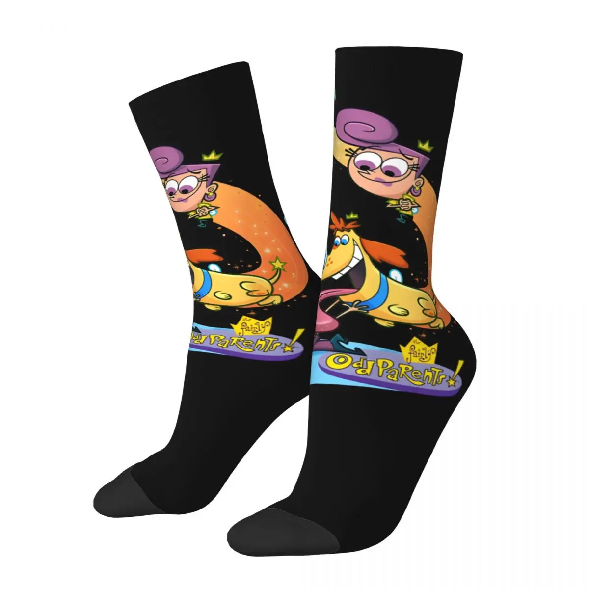 Happy Funny Men's compression Socks The Fairly Oddparents Retro Harajuku The Fairly Oddparents Hip Hop Novelty Pattern Crew