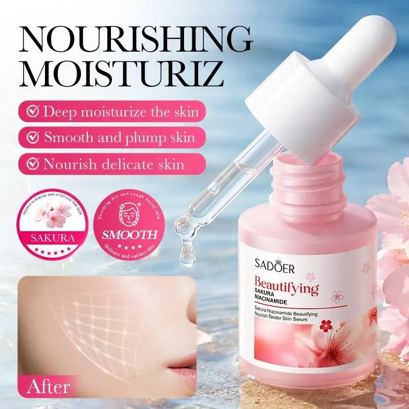 30ml Cherry Blossom Niacinamide Face Serum Moisturizing Whitening Revitalizing Nourishing Facial Skin Care.