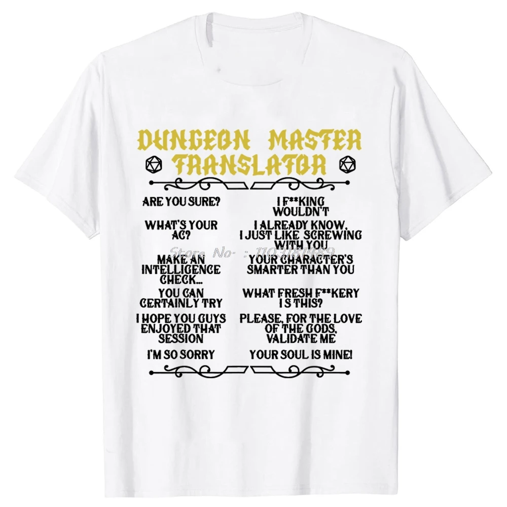 Gaming Master Tabletop Board Game RPG Gamer Gaming Dungeon T-Shirt Gifts Game Geeks Graphic Tee Tops Short Sleeve Cotton shirt