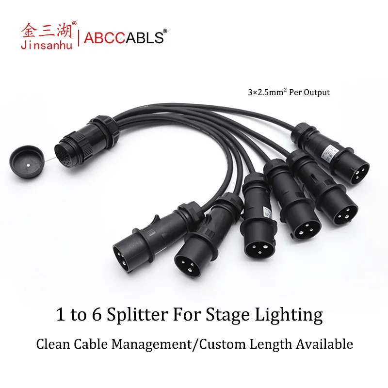 ABCCABLS 19 Pin 6x 3 Pin Industrial PVC Plug Breakout Cable Heavy Duty 3*2.5mm 1-to-6 Splitter Stage Lighting DJ Equipment