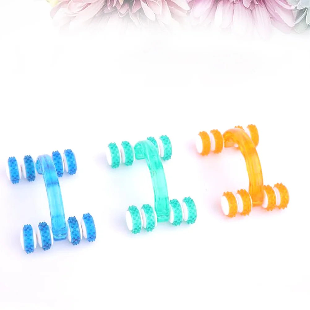 

Plastic Roller Massager Double Handle for Whole Back Waist Shoulder Pain Relief Fatigue Muscle Ache Relaxation Tool Random Color