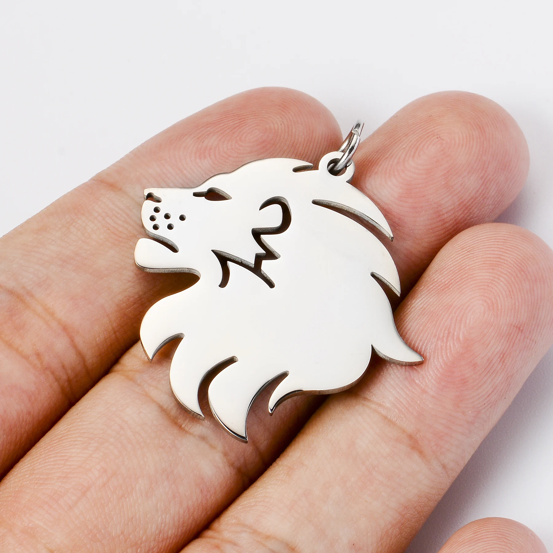 4Pcs High Quality Lion Head Charm Tags Stainless Steel Punk Animal Pendant Mirror Polished image 5