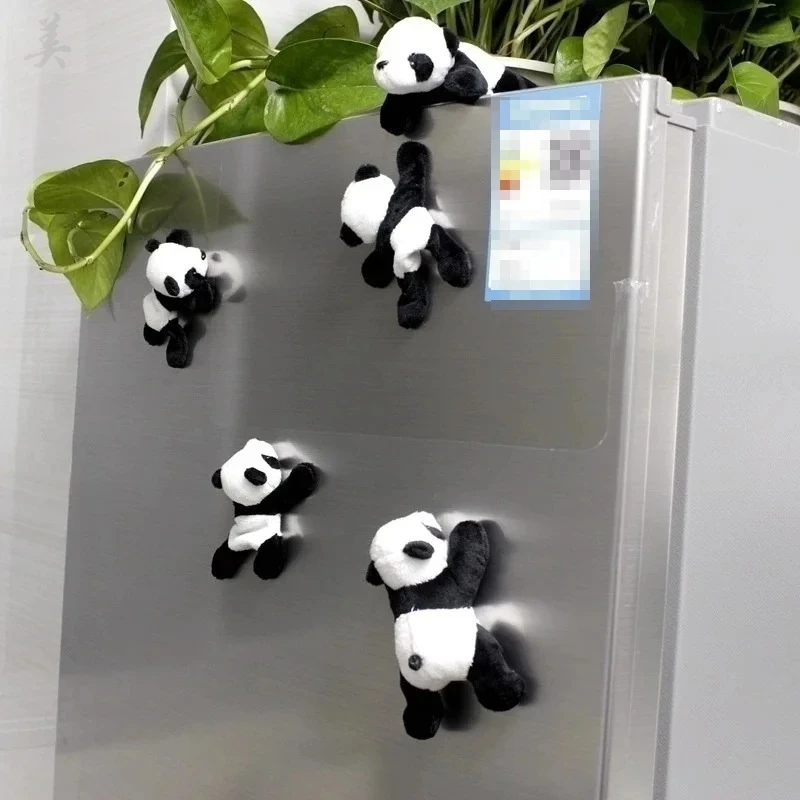 Cute Soft Plush Panda Magnet - Oval Fabric Whiteboard & Fridge Decor, Perfect for Gifting and Organizing