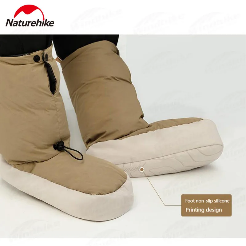 Imagem -04 - Naturehike Ganso para Baixo Meias Sapato Capa Adultos Crianças 750fp Quente para Baixo pé Capa à Prova de Vento à Prova Dultralight Água 40g Ultraleve para Baixo Sapatos