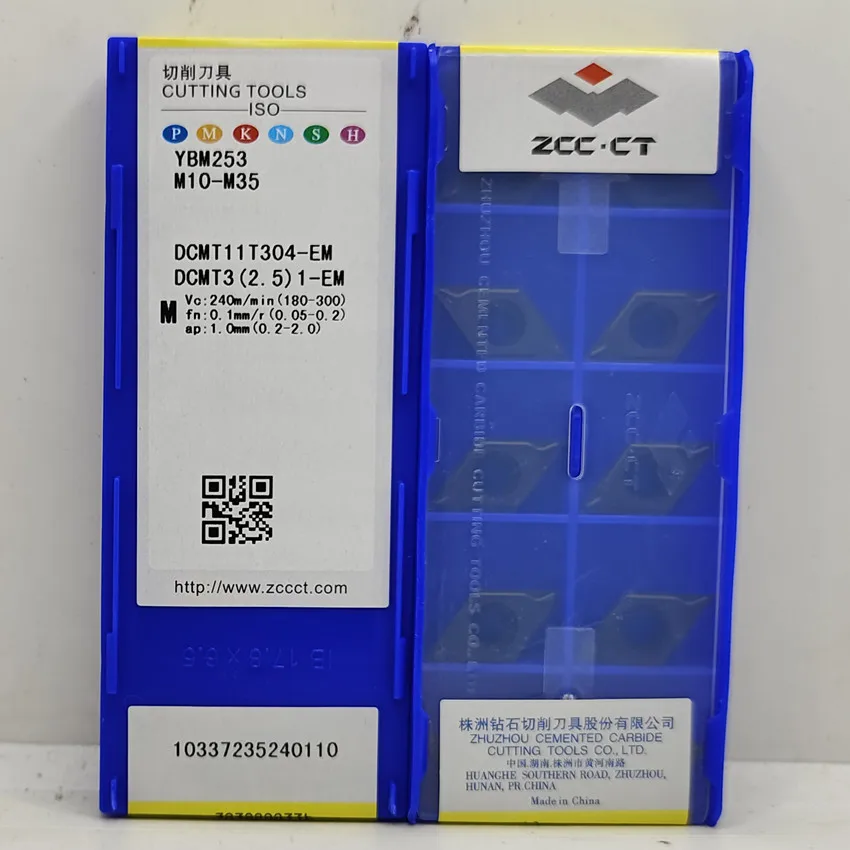 

ZCC.CT DCMT11T304-EM YBM253/DCMT11T308-EM YBM253/DCMT11T304-EM YBM153/DCMT11T308-EM YBM153 CNC carbide turning inserts 10PCS/BOX