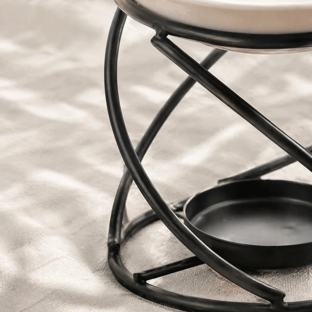 Metal Wax Melt Warmer 3.94x3.86in Ceramics Bowl Included Tea Light Candle Holder Fast Heat Conduction Industrial Style Design