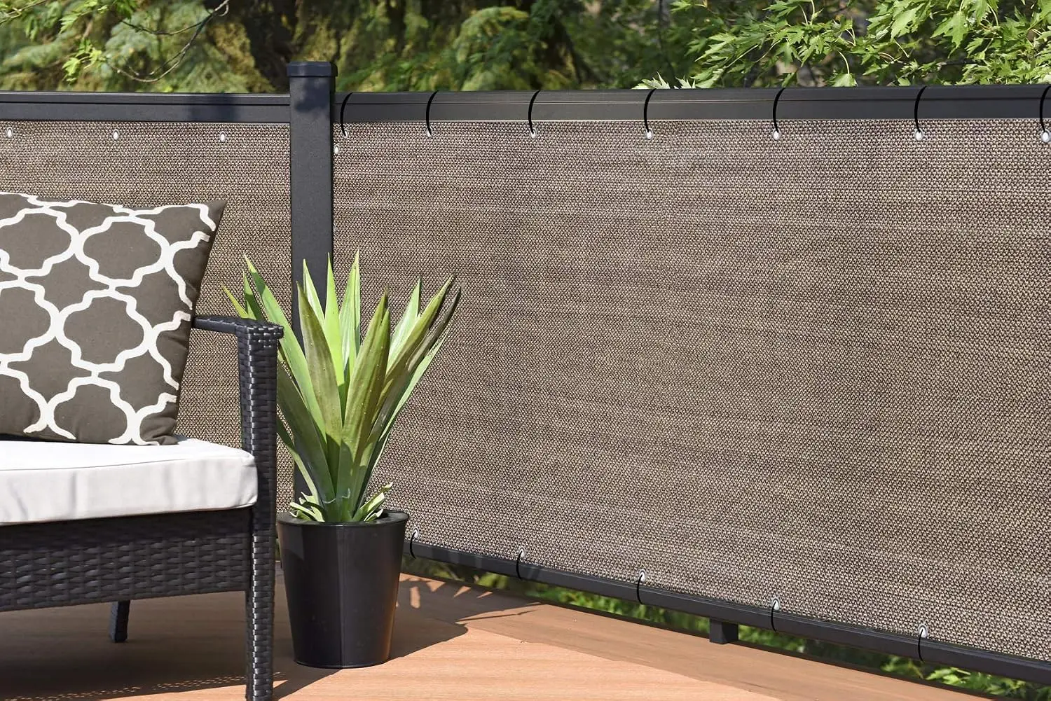 Privacy Screen Fence for Backyard Pool Deck Patio Balcony Outdoor Paneling with Zip Ties 8x50FT Walnut, Customized