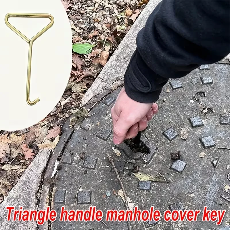 Heavy-duty Manhole Cover Lifting Key Thickened Galvanized Carbon Steel Special Maintenance Tool for Drainage Ditch Cover Opening