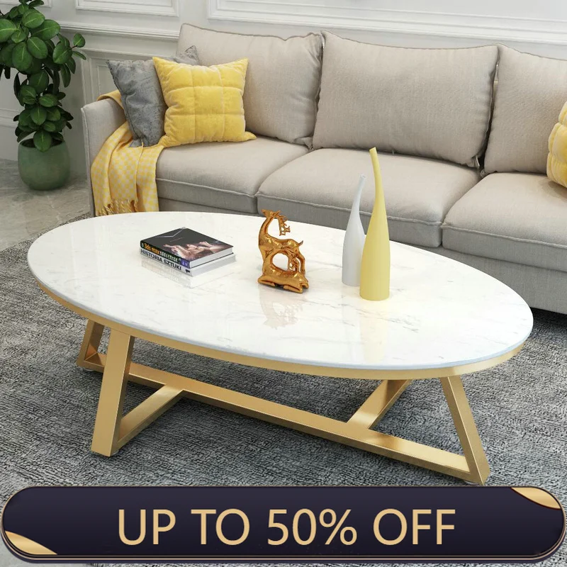 Leg Metal Oval Coffee Tables Luxury Marble Modern Unique Coffee Tables Design Italian Table Basse De Luxe Living Room Furniture