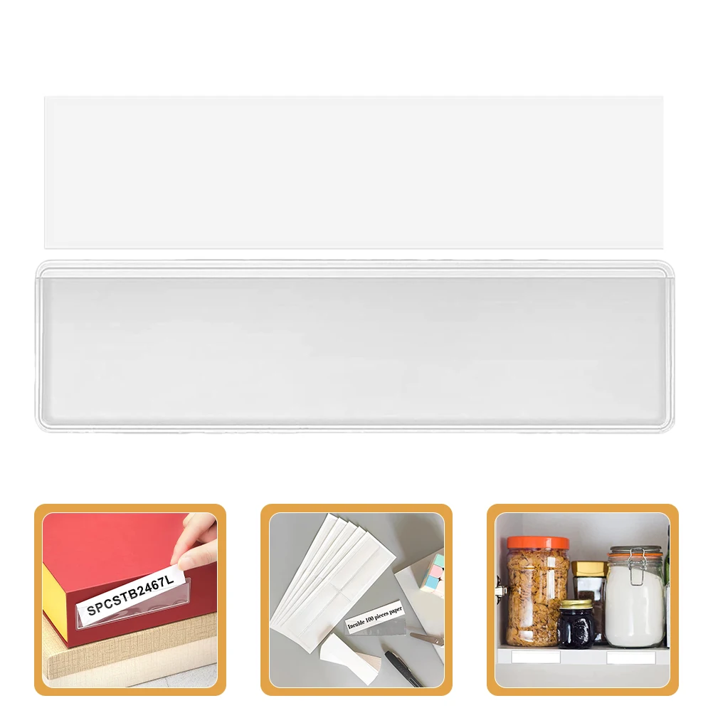 

30 Set Waterproof Transparent Adhesive Label Holder Labeling Pockets Clear Paper Plastic Tags Labels for Storage Bins