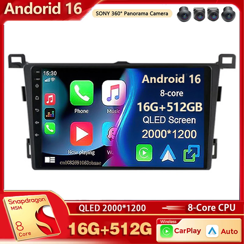 Radio Multimedia Android 16 para Auto, Reproductor para Toyota RAV4 Rav 4 2013 2014 2015 2016 2017 2018 2019, Auto Carplay, Estéreo para Auto, Voz Ai