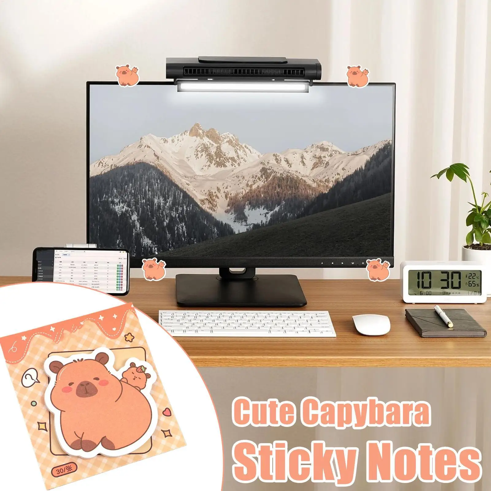 Милые липкие заметки, самоклеящиеся наклейки с капибарой, 30 листов, эстетические липкие заметки для стола, настенный рюкзак, работа, дети, взрослые, девочки
