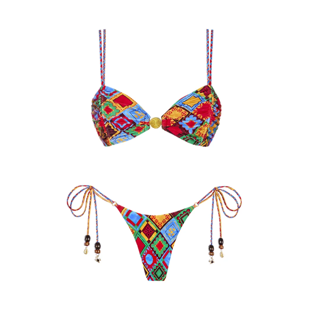 Bandeau 3Pcs Bikini Set Sexy Women Swimsuit with Sraong  Micro Bikinis Female Push Up Swimwear Bathing Suits Beachwear Biquini