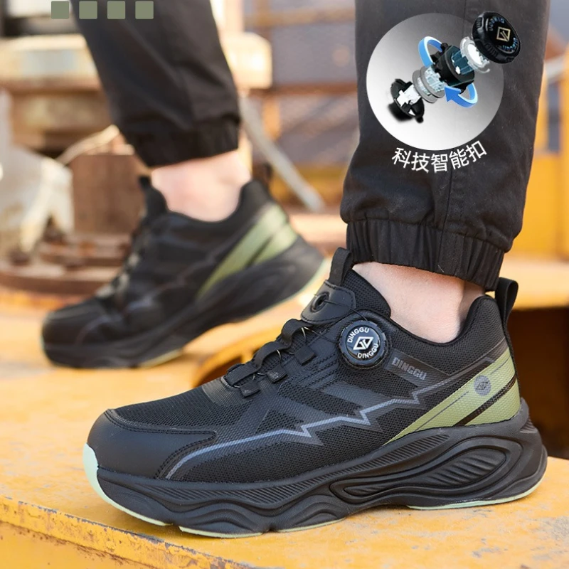 

Mens Shoes Rotary Button Puncture Proof Work Safety Boots Work Shoes Anti-smash Boots Men Safety Shoes Steel Toe Sneakers