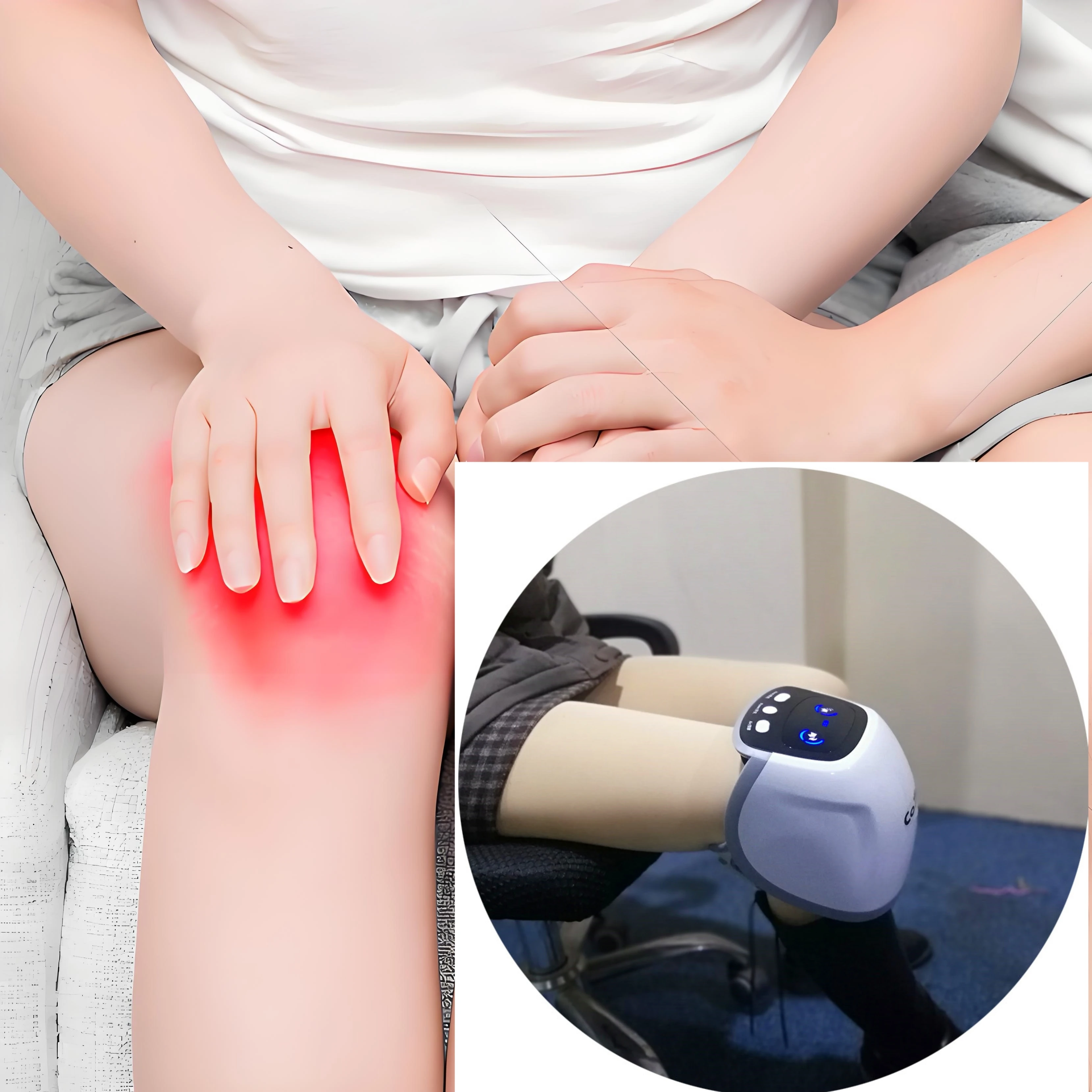 

2 in 1 Heating Knee Wrap & Massager - Vibration, Red Light Therapy, Wireless Hot Compress for Arthritis, Sport Recovery