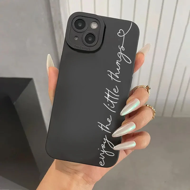 Phone Case For iPhone 16 Pro Max 11 12 13 14 15 Pro XS Max X XR 7 8 Plus SE 2022 13 Mini Line English Letters Pattern Soft Cover