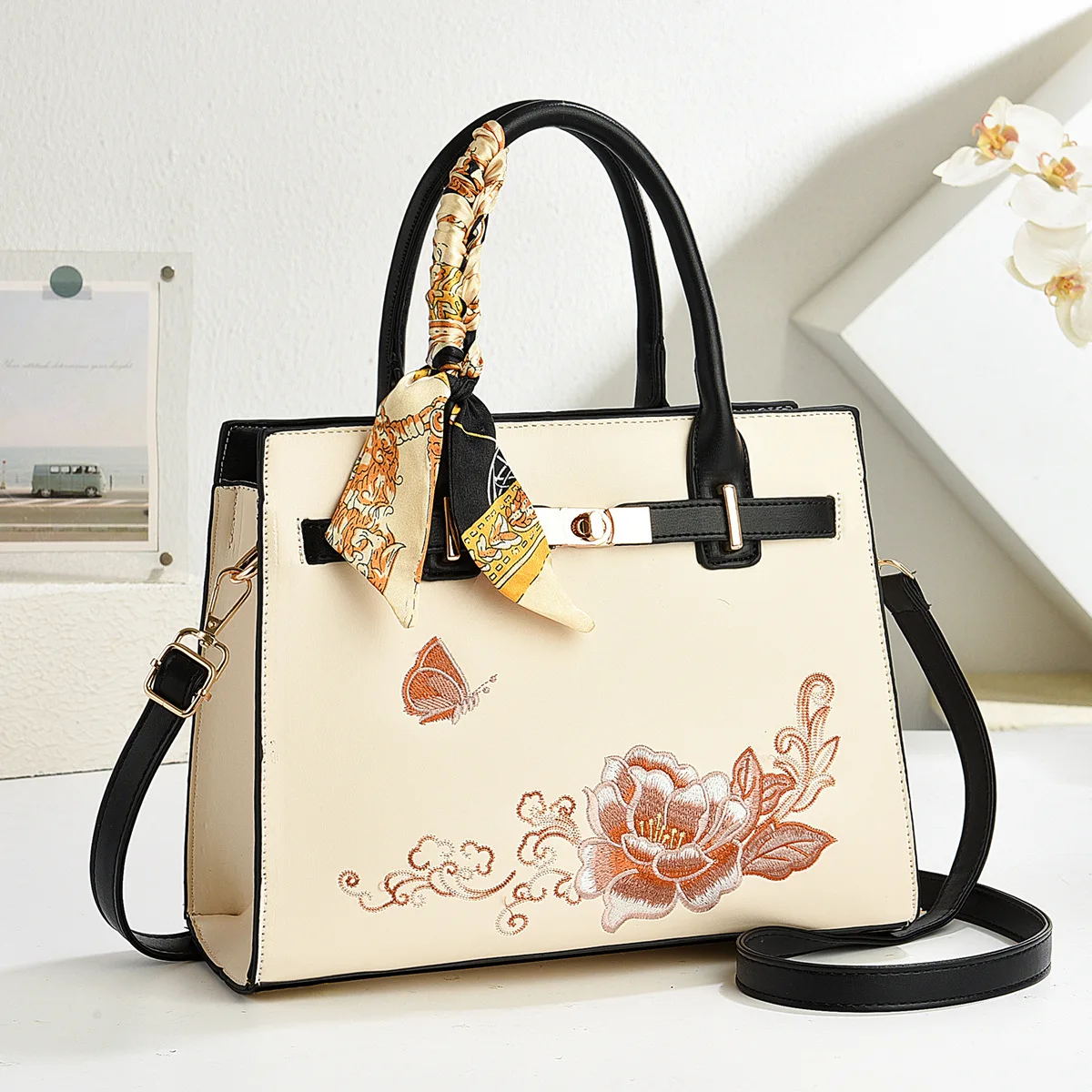 Regalo del día de la madre bolso de platino bordado elegante bolso cruzado para mujer para mamá y abuela Material de PU de moda