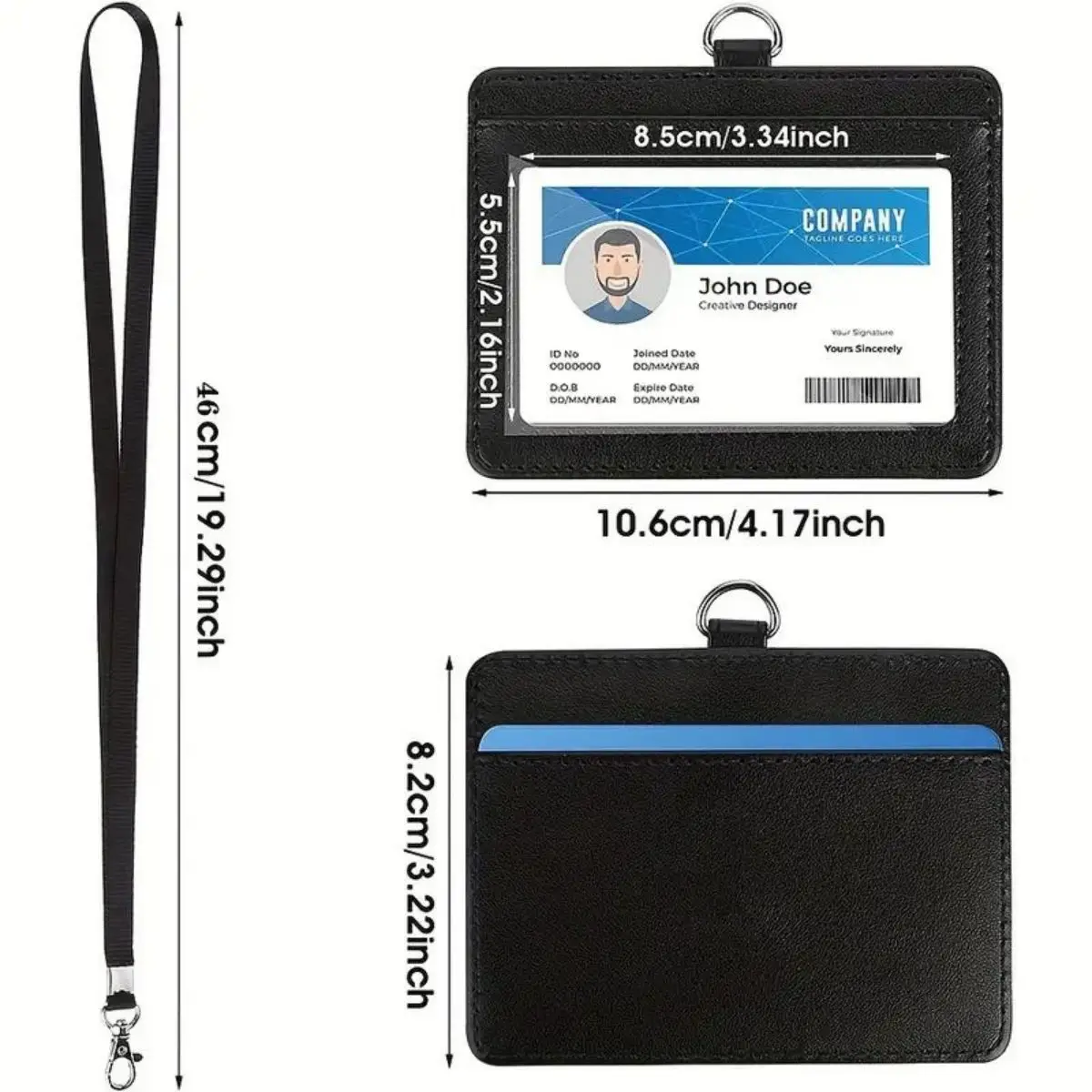 1 porte-badge horizontal avec cordon d'identification renforcé et corde en nylon améliorée - pour le bureau, l'école et les événements