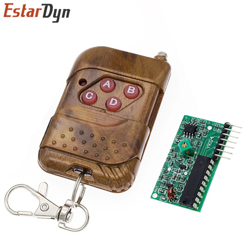 2262/2272 Four-Channel Wireless Remote Control Kit M4 Non-Locking Receiver Board with Four-Key Wireless Remote Controller
