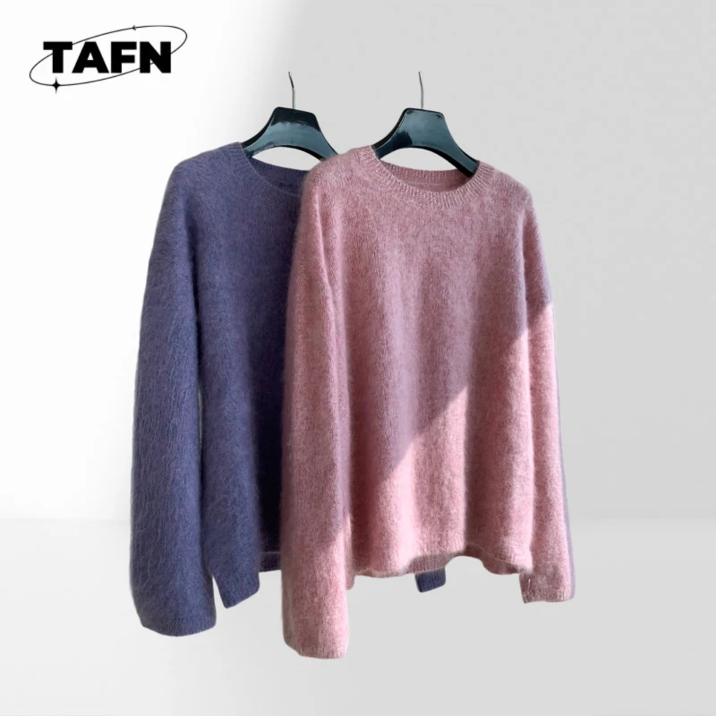 

Теплый женский свитер из шерстяной смеси, классический и удобный для зимы, вязаный свитер с длинными рукавами, уютный и комфортный AJ2839