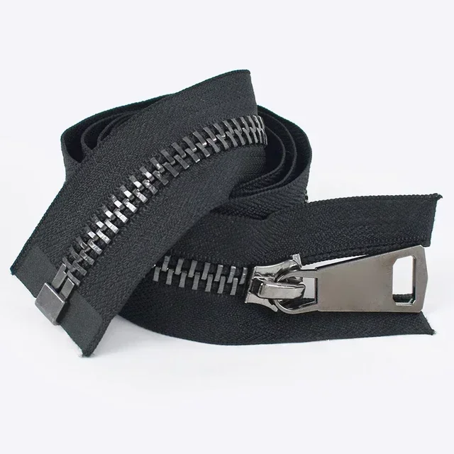 1Pc Meetee 10# Metal Large Zippers 70/80/90cm Open-end Zip for Jacket Leather Coat Ultra Wide Zipper Sewing Accessory Material image 3