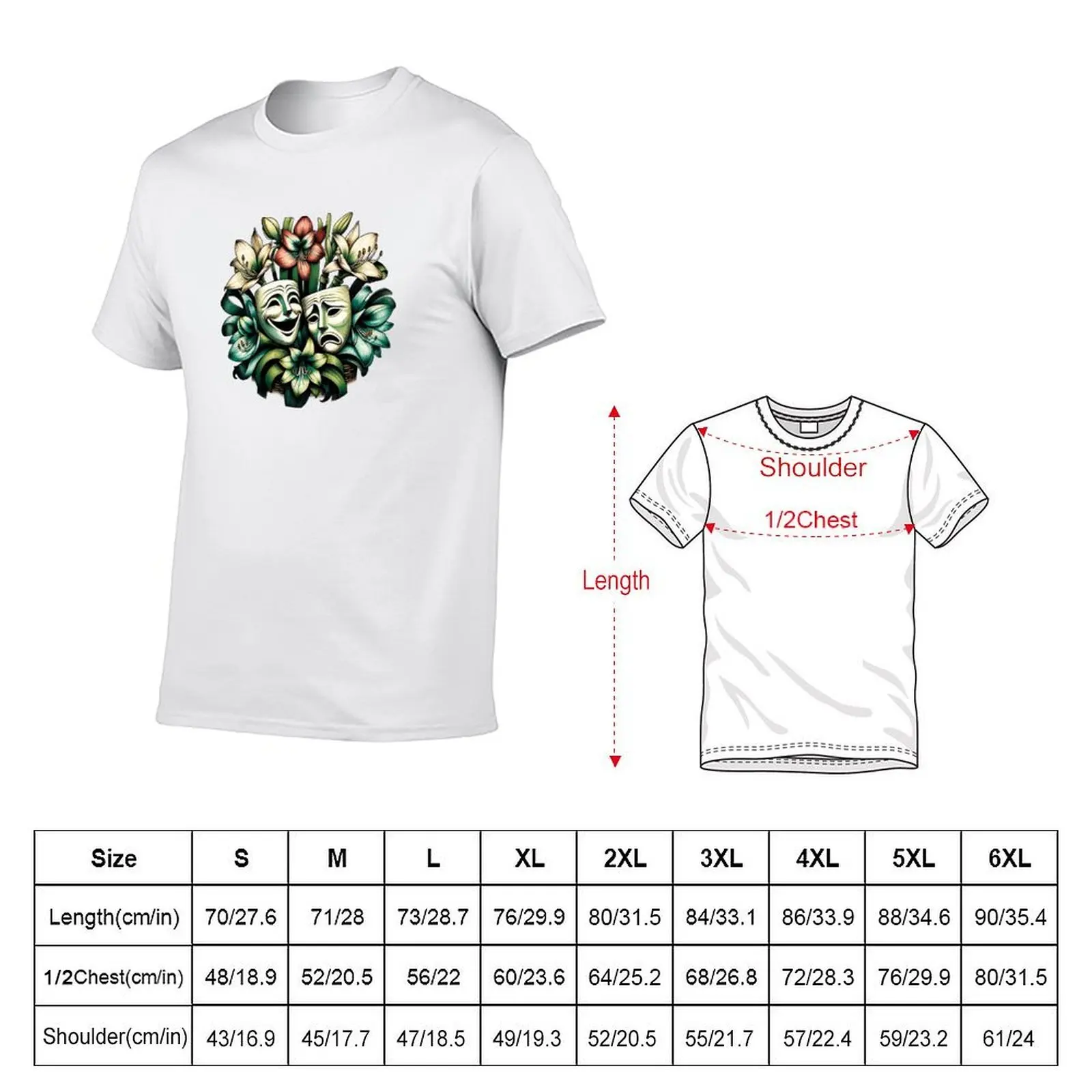 Comedy and Tragedy T-Shirt man t shirt summer man graphic t shirt black cotton t-shirt plain for man package T-shirt view 2