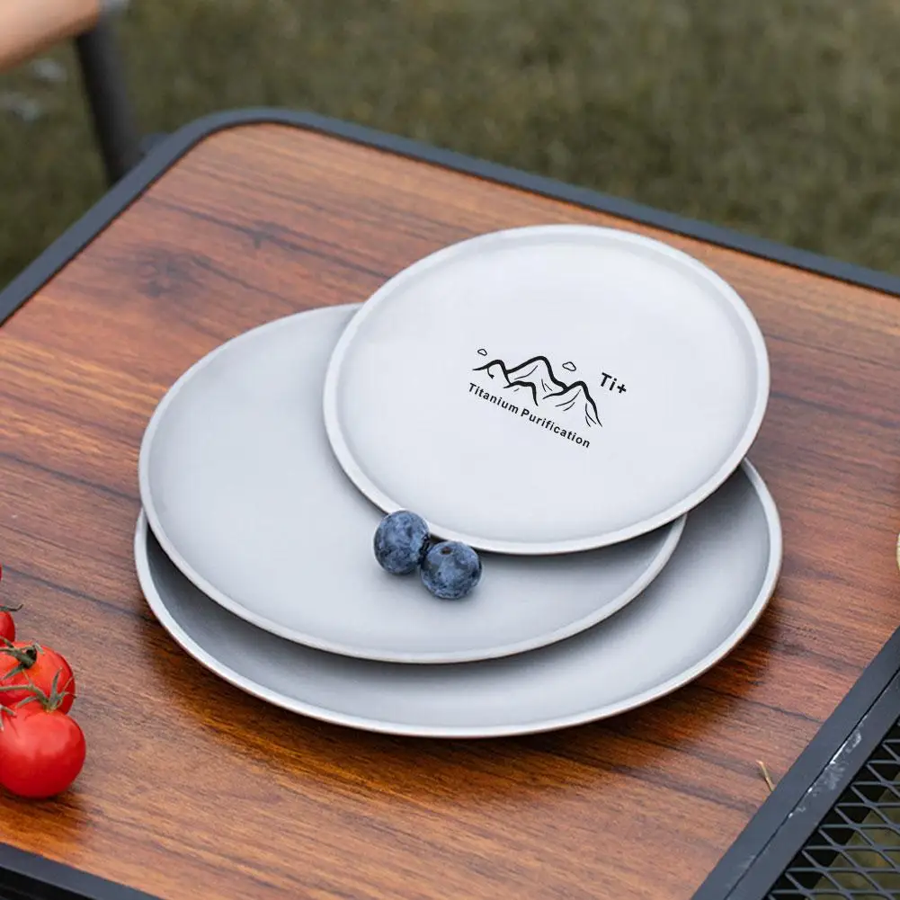 Ultralight Titanium Camping Plate Stackable Outdoor Tableware Portable Dinnerware Set for Travel Picnic Outdoor Dishes Saucer