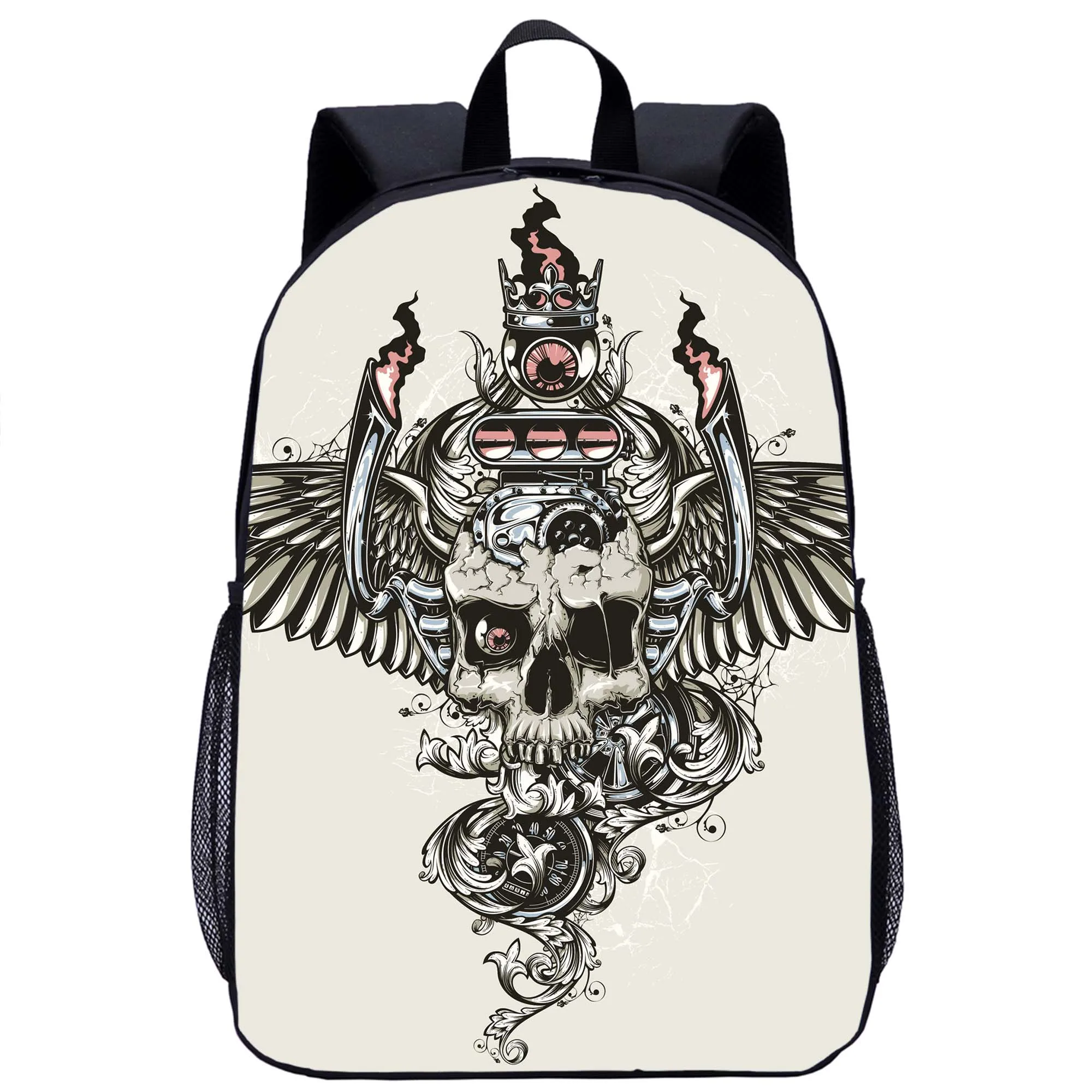 Sac à dos avec motif tête de mort gothique pour filles et garçons, sac d'école pour adolescent, sac d'ordinateur portable, sac à dos de voyage, sacs à dos de rangement pour étudiants