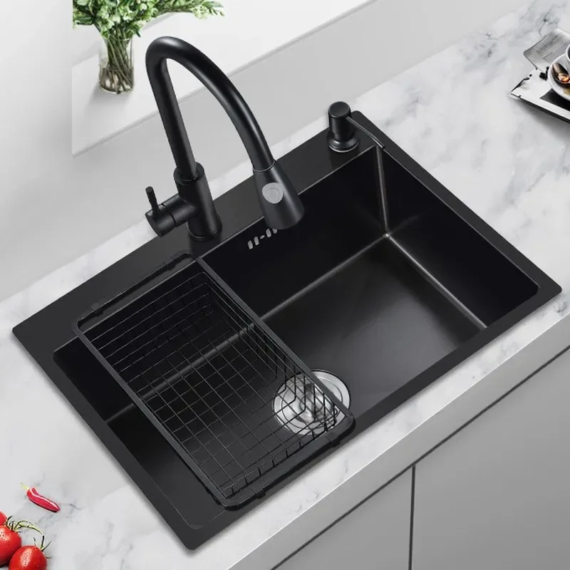 for Spot Nano Sink Stainless Steel Thickened Black Diamond Dishwasher Kitchen Hand Washing Vegetable Washing Large Single