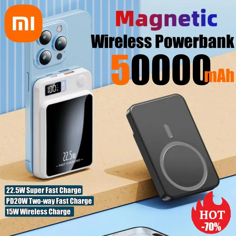 Xiaomi 50000mAh bezprzewodowy Power Bank magnetyczny Qi przenośny Powerbank bateria zewnętrzna typu C 22,5W szybka ładowarka dla iPhone Samsung