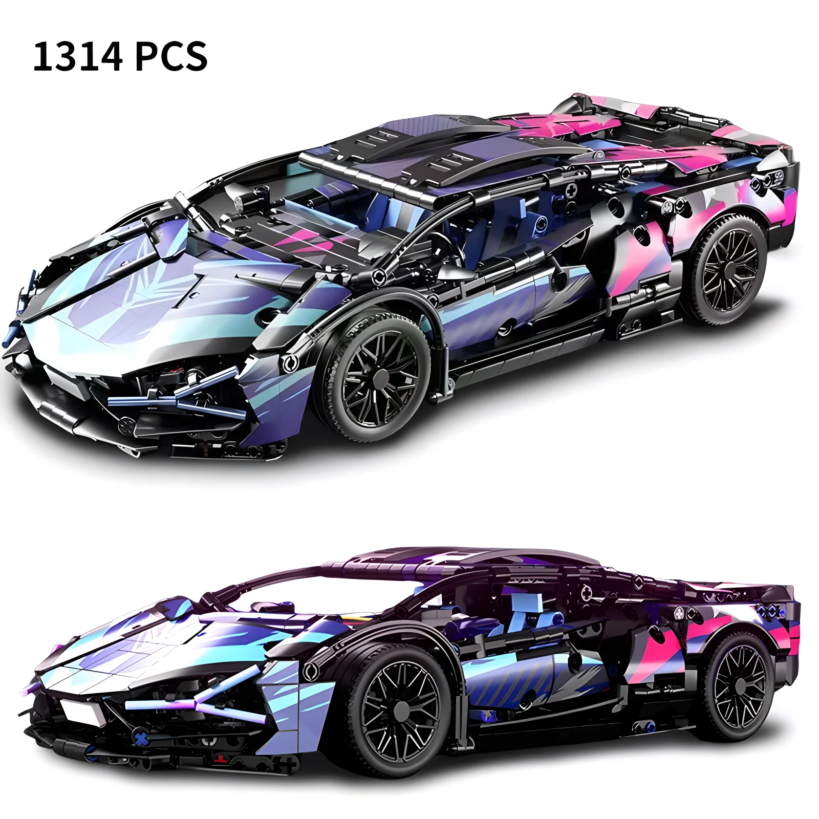 Technických závodní sport auto modelka budova bloků technic dospělé 1:14 DIY supercar cihla puzzle hraček kůzle dospělý gift（1314+granule）