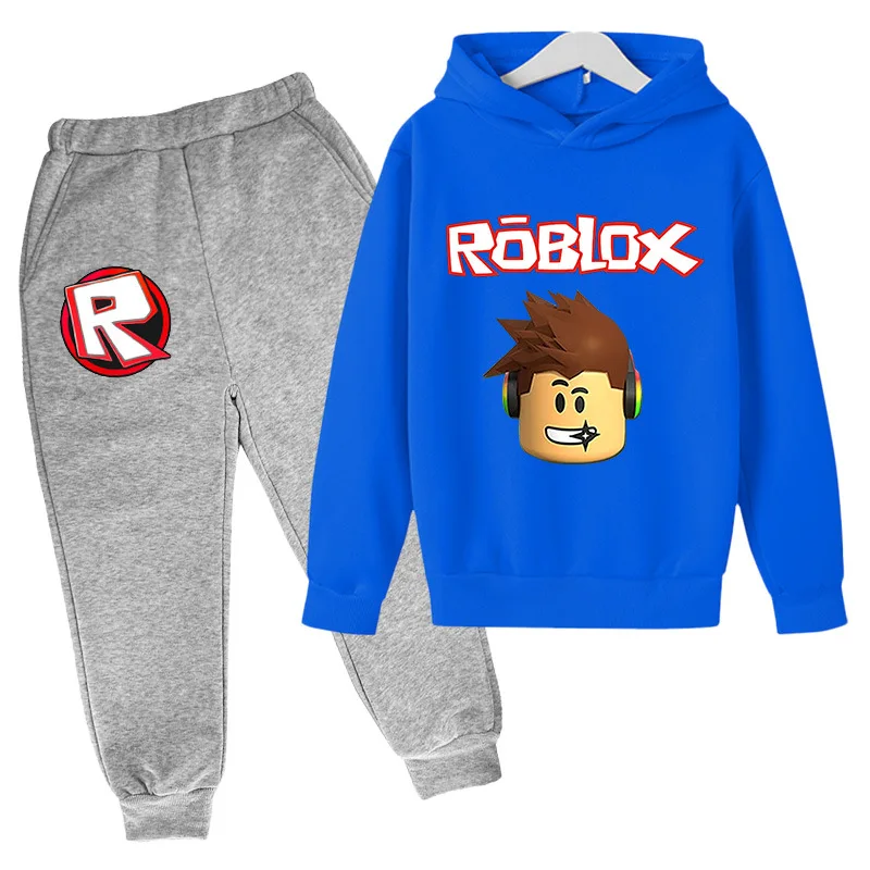 شعبية Roblox هوديس الملابس أنيمي ربيع الخريف صبي فتاة هوديس مجموعة طفل Harajuku سترة أنيقة على الموضة القمم + بدل رجالي