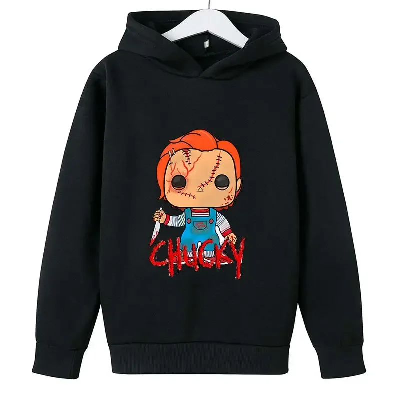 Cartoon Print Chucky- Children hoodie Kids fall Funny long sleeve Boys/Girls Tops pullover 4 5 6 7 8 9 10 11 12 13 14 Y