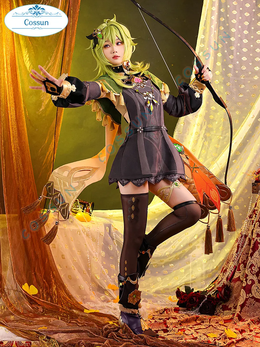 Genshin Impact Cosplay Collei Girl Sumeru Dendro Avidya Forest Ranger Trainee Cosplay Suit Halloween Outfits Game wig