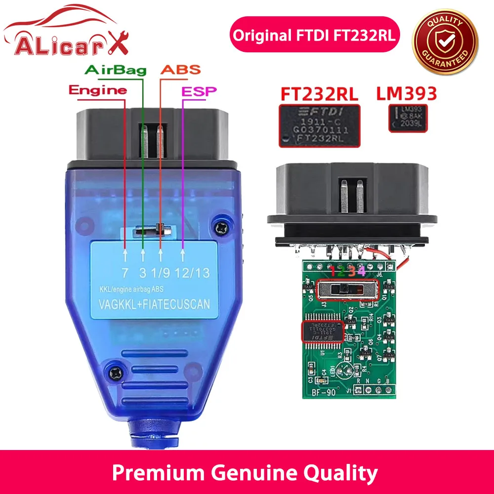 NEW ForVaG409.1 KKL OBD2 USB Diagostic Tool Ft/Di FT232RL CH340 ForVaG-COM FIATECUSCAN KKL409 Tape Switch for V-w Audi Fiat OBD