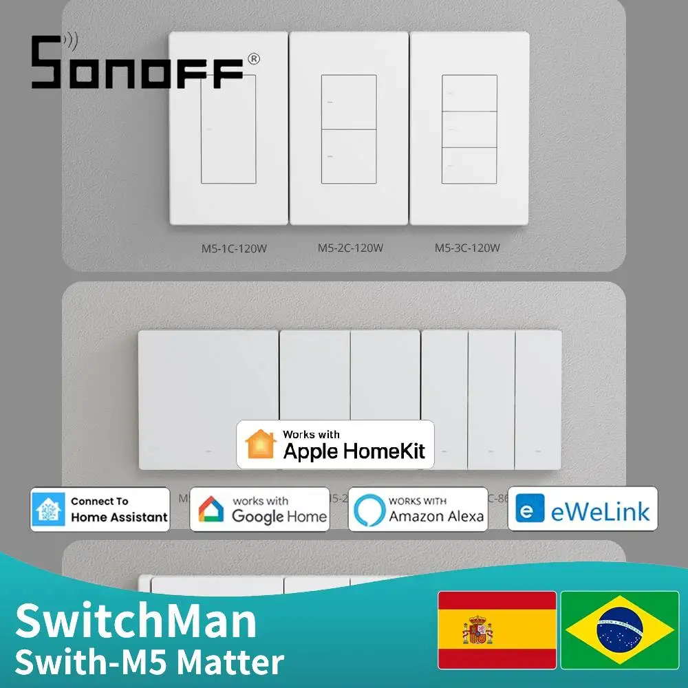 SONOFF M5 Switchman Matter WIFI Smart Wall Switch 80/86/120 mm Voice Control support ewelinkAlexa Google Apple Home SmartThings