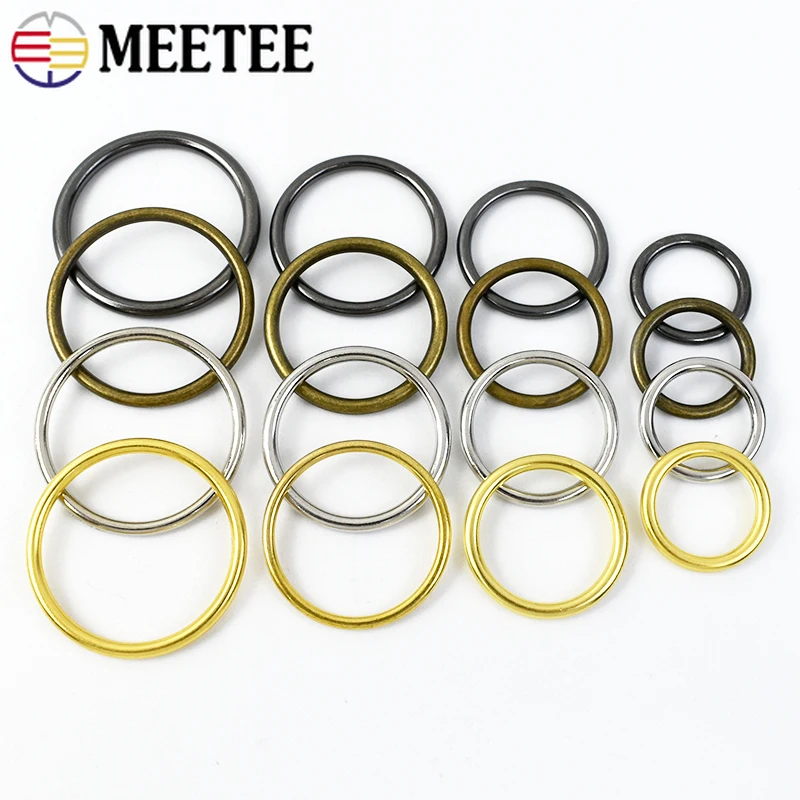 20pcs Meetee O Ring 20-50mm Metal Round Circle for Clothing Handbag Shoes Bags Belt Buckles Hardware Leather Crafts Accessories