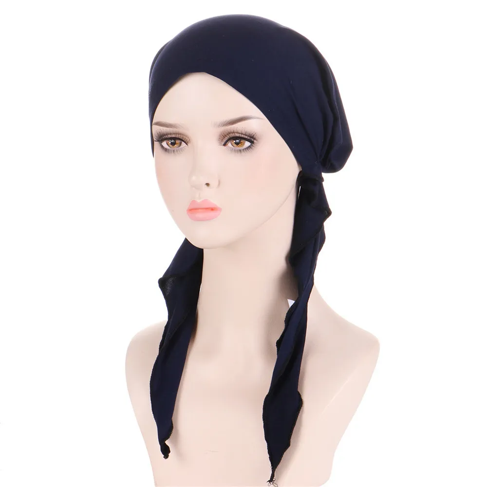 Hijabs internos muçulmanos para mulheres, turbante de moda, gorro pré-amarrado, acessórios para cabelos femininos, lenço muçulmano para perda de