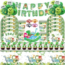 Dinosaur Birthday Party Decoration Supplies Disposable Tableware Mask Foil Balloons Bracelet Favor Jungle Safari Boy Baby Shower