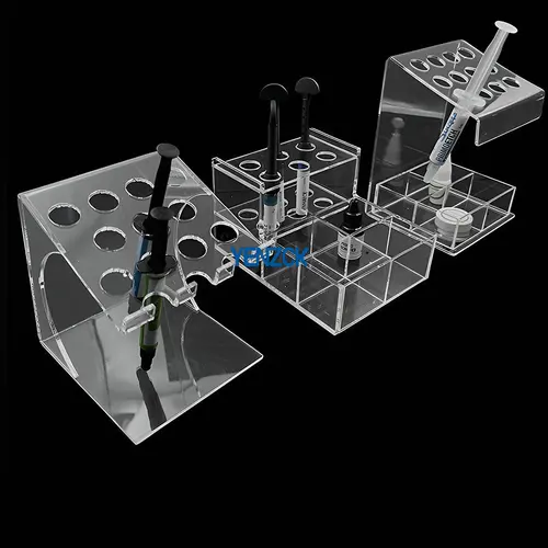 Imagen 2 del producto Soporte organizador acrílico de 5 tipos para jeringa Dental, aplicador adhesivo de resina, suministros de almacenamiento Dental