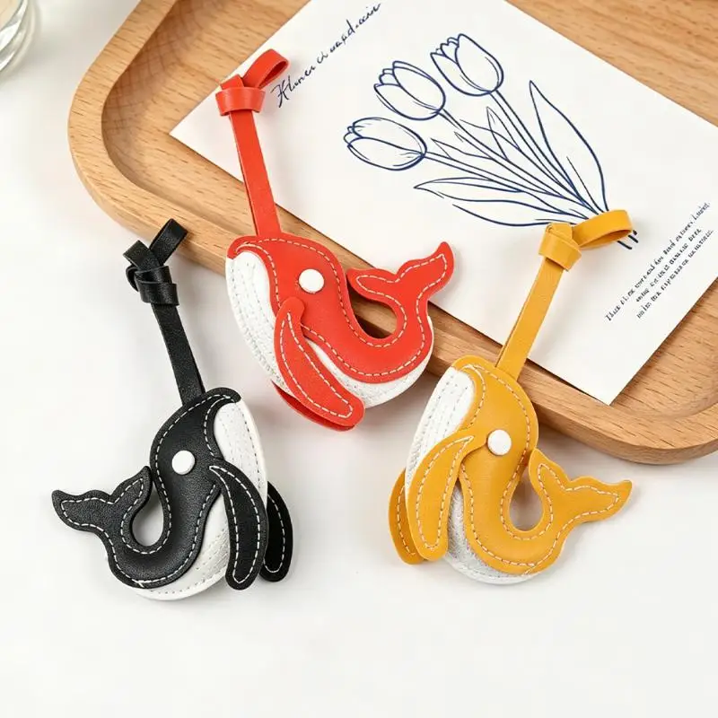 1 Stück Niedlicher Wal-Delfin Taschenanhänger Meeres-Tier PU-Leder Schlüsselanhänger Beruhigende Tiefsee-Vibes-Entspannendes Natur-Inspiriertes Accessoire – Detail 2