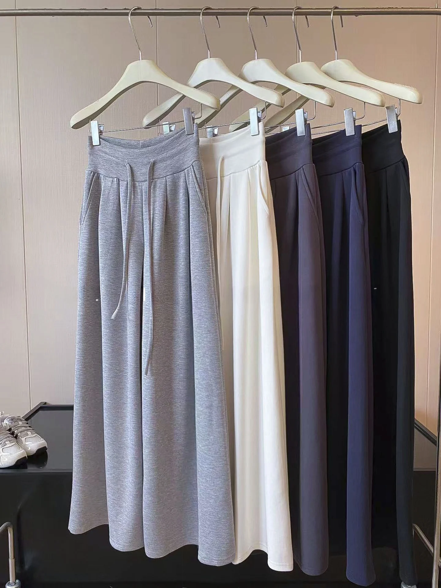 High Waist Wide Leg Pants Women's Sporty Style Trousers Simple Personality Sweatpants Casual Loose Fit Autumn Fashion