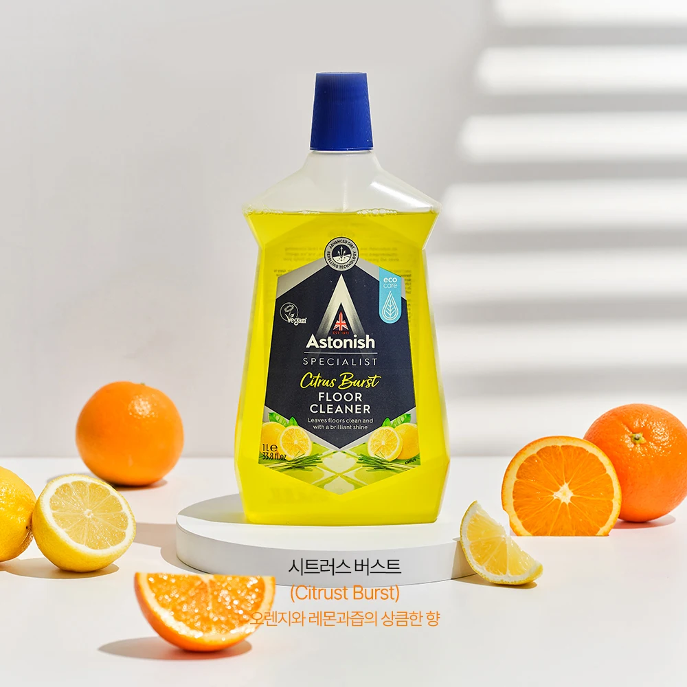 Astonish Limpiador de pisos Limpiador 1L Fragancia de limón Esfregona de contaminación de esmalte de cítricos