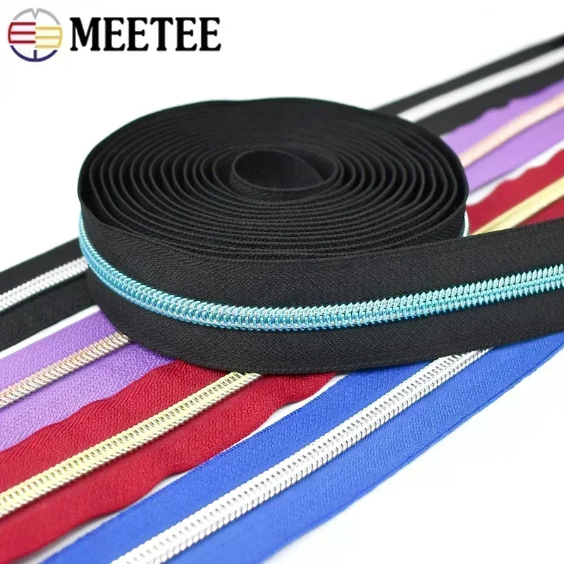 2/3/5/10M 5# Nylon Zippers Tape Colorful Coil Zipper for Sewing Bag Clothing Shoes Decorative Zips Repair Kit DIY Accessories