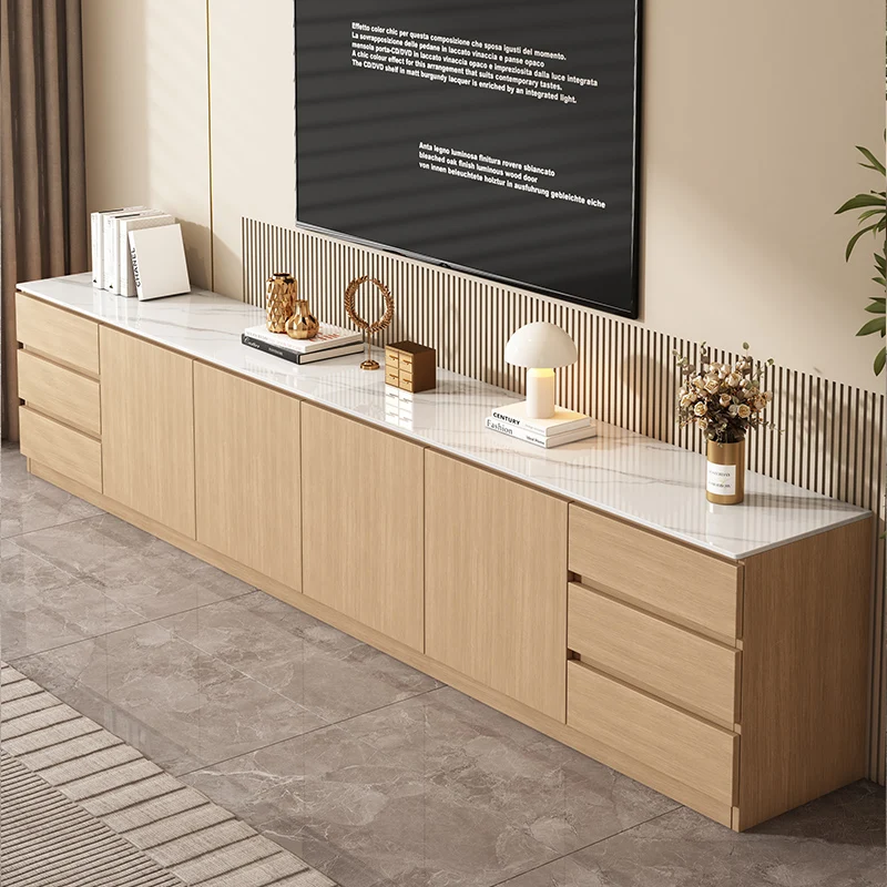 

​​Nordic Solid Wood TV Cabinet Rock-Slab Floor-Standing High TV Stands Storage Luxury Creativity Living Room Furniture FYTS​​