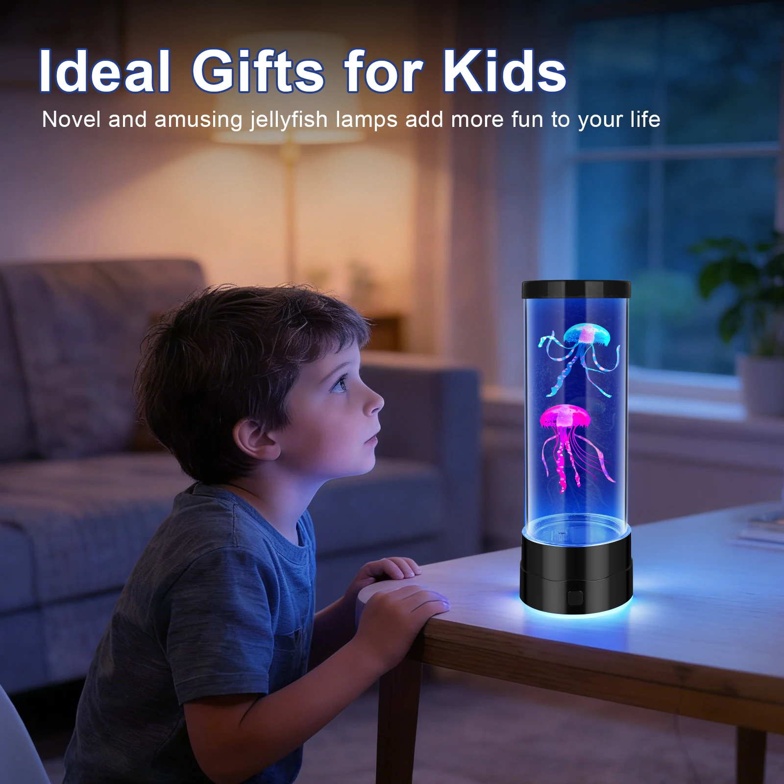 LED Jellyfish Lamp, Quiet Aquarium Night Light, Color Changing Mood Light for Home Decor & Gifts