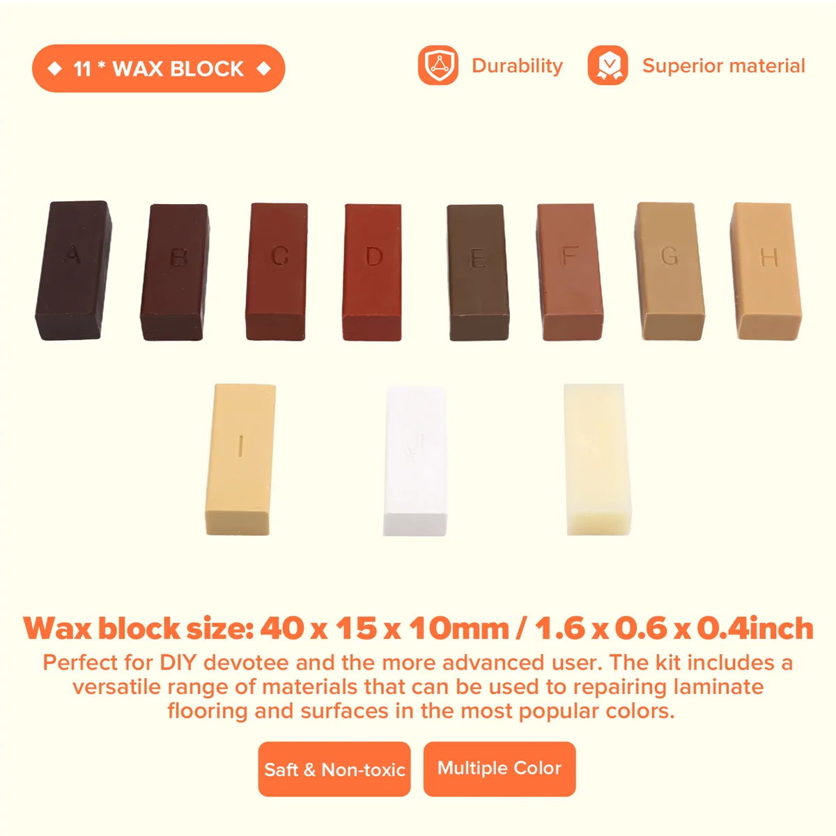 N18R Wood Floor Furniture Scratch Repair Kit , Laminate Repairing Kit with Melting Tool for Cracked Stone Crack Chip Ceramic